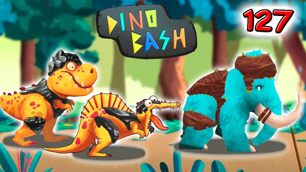 ТИРЕКС МАМОНТ и СПИНОЗАВР 127 УРОВЕНЬ в DINO BASH прохождение игры про динозавров на андроид.