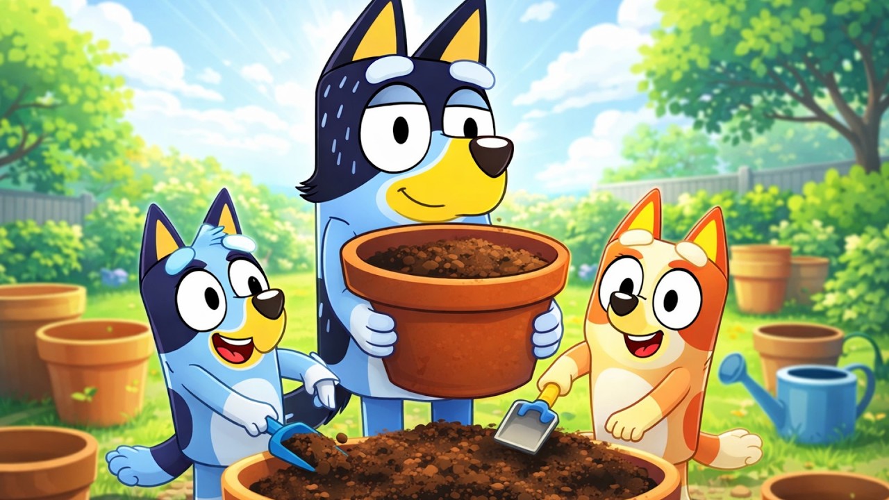 Bluey Plants a New Garden Tree! 🌱🌳 Backyard Soil Mixing Fun | Bluey Funny Animation