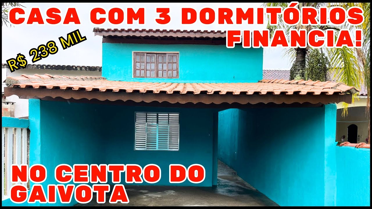 Casa 3 dormitórios lado praia e próximo do centro comercial do bairro em Itanhaém Litoral R$ 238 MIL