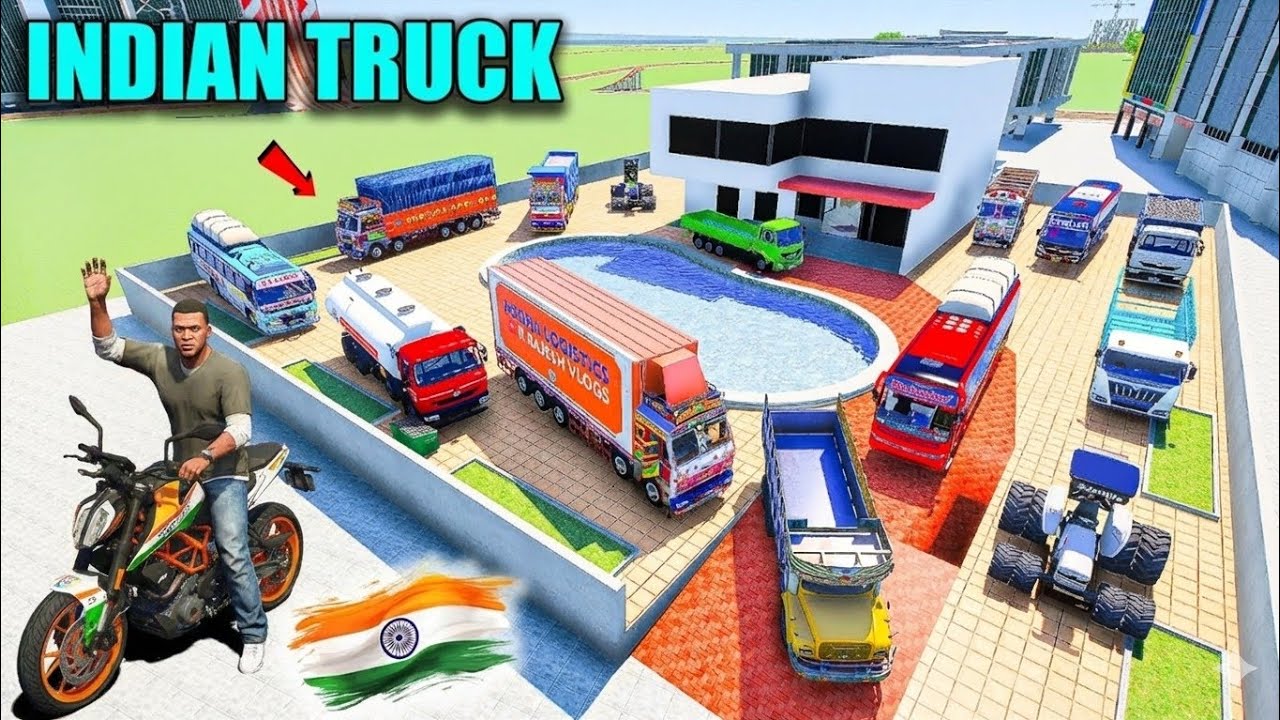 Franklin & Shinchan Collecting Indian Trucks and Bus in India Bike Driving 3D 