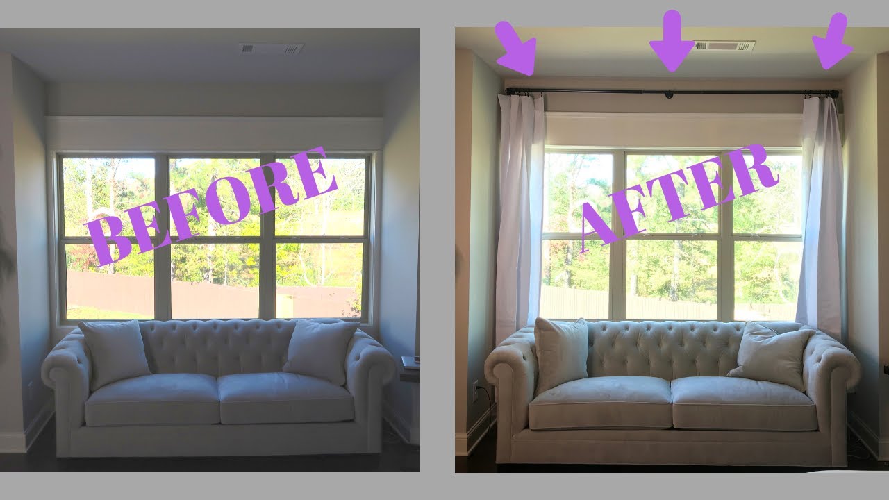 Drapes DIY: How To Hang Curtain Rod and Window Treatments (Drape Panels)