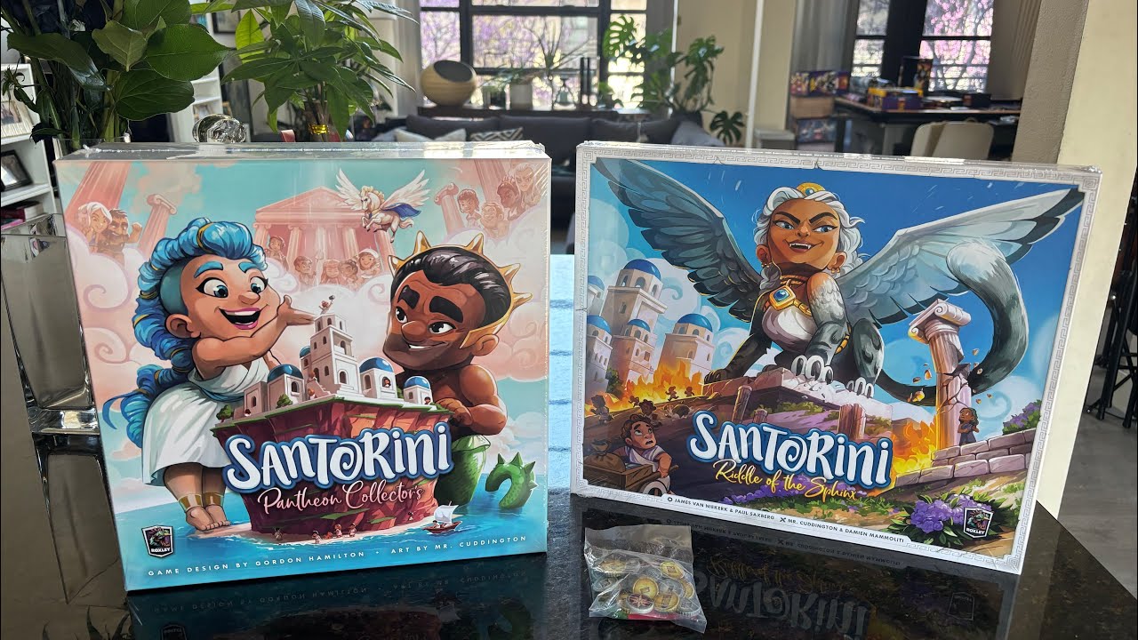 Santorini Deluxe Pantheon Edition & Riddle of the Sphinx Co-op Deluxe Edition Unboxing