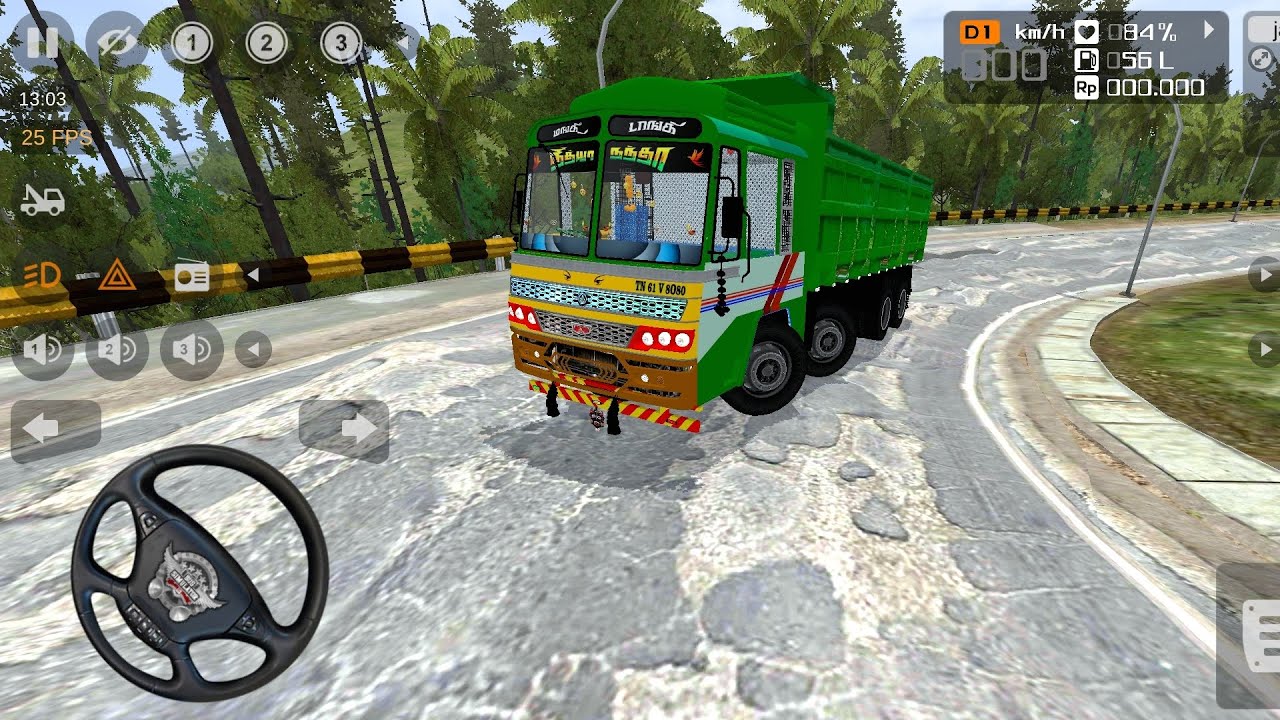 TATA 16 WHEELER TRUCK VILLAGE ROAD MUD OFF-ROAD DRIVING | BUS SIMULATOR INDONESIA GAMEPLAY 
