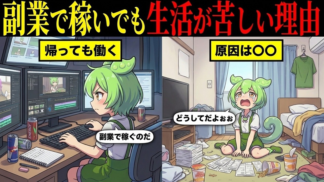 副業で稼いでも生活が苦しい理由とは【ずんだもん&ゆっくり解説】