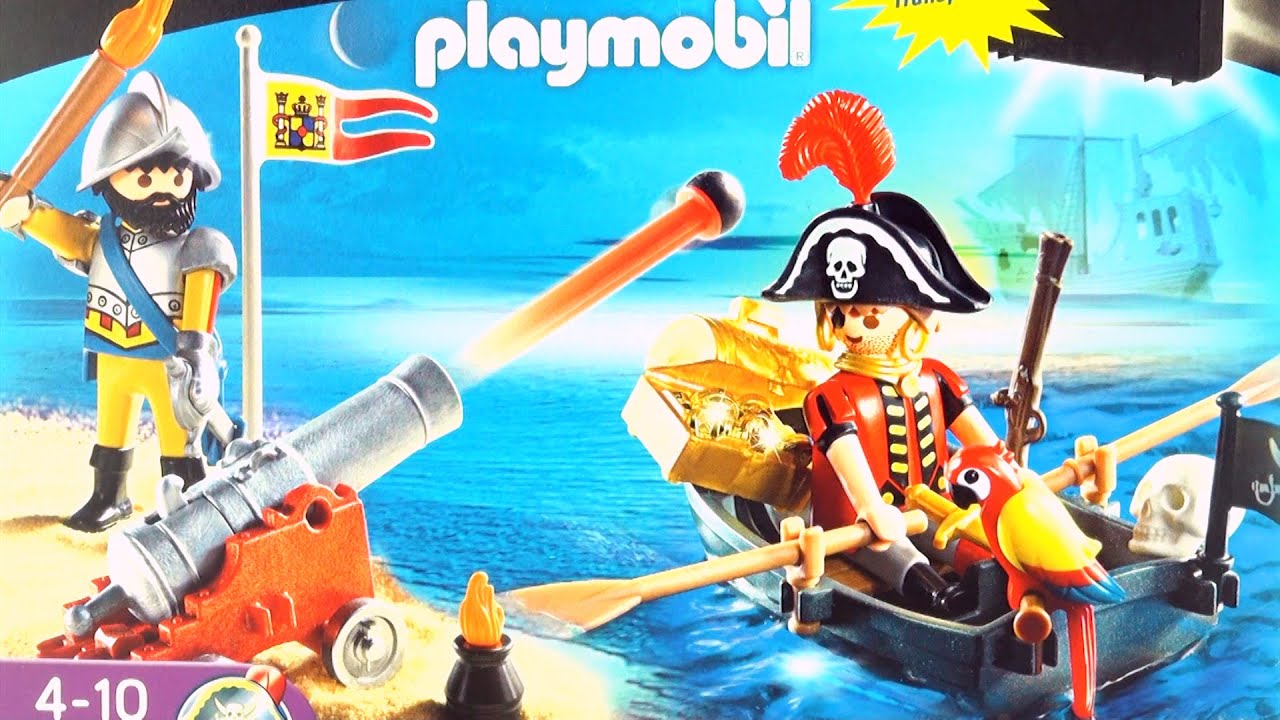 Playmobil Pirate - Playmobil Piraten - Rowboat and working cannon - Pirate Play Set 5894