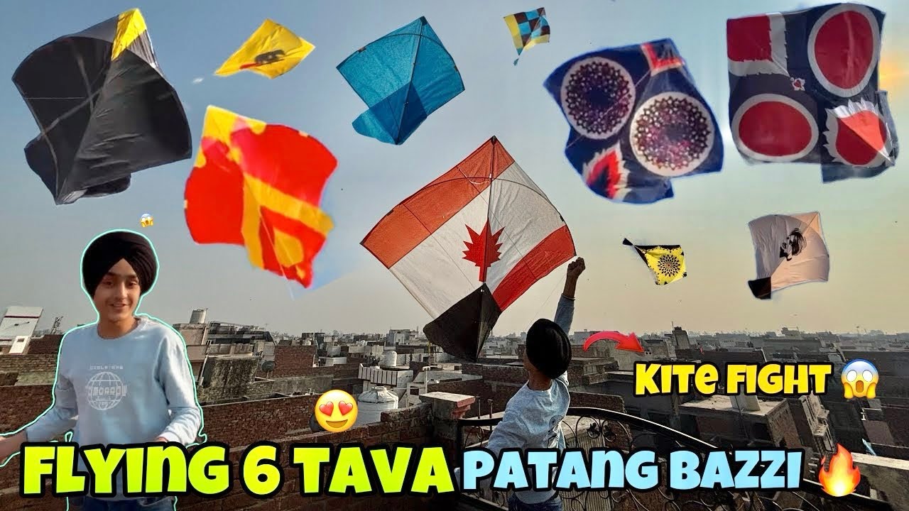 FLYING 6 TAVA KITE 😍* ਪਤੰਗ BAZZI IN 🔥AMRITSAR * KITE FIGHT 😱[] BIG ਪਤੰਗ
