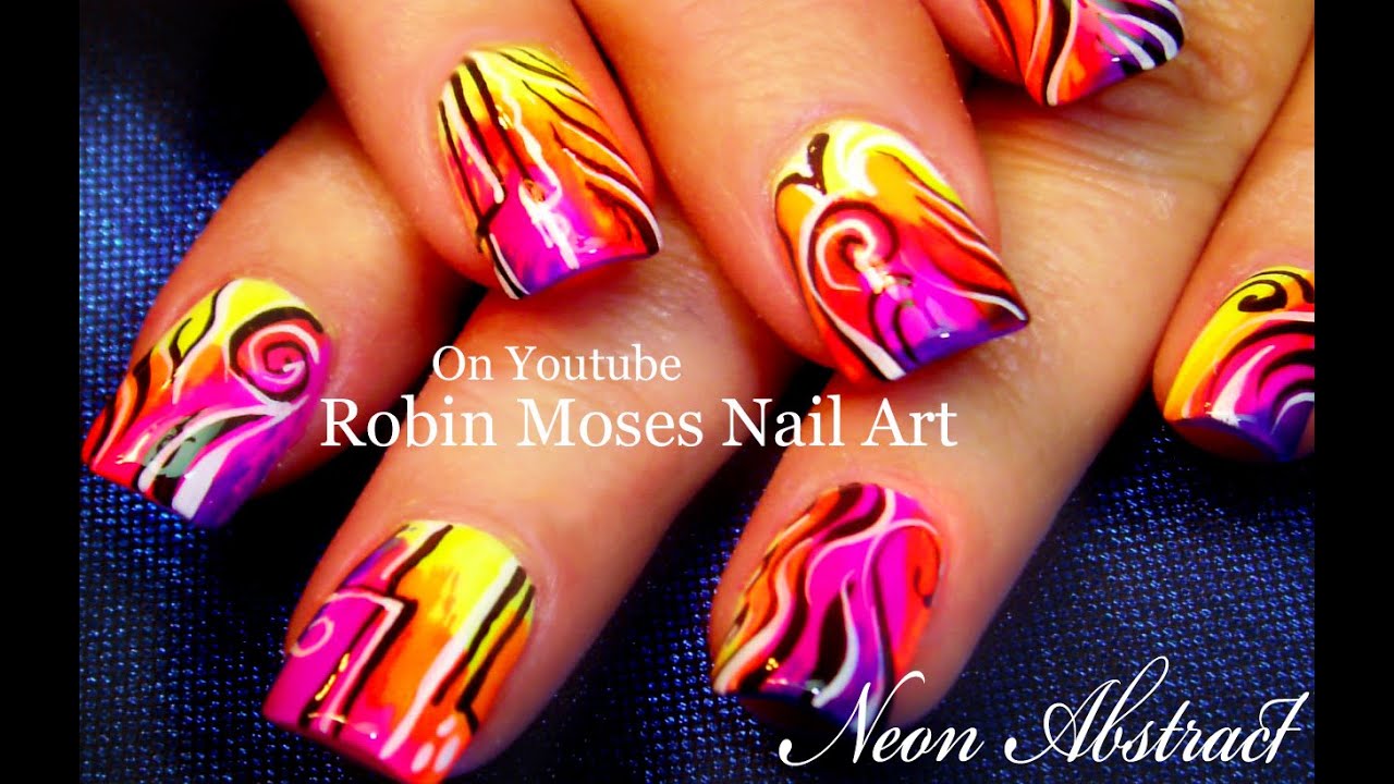 FANTASTIC Abstract Nails | HOT Neon Rainbow Nail Design Tutorial