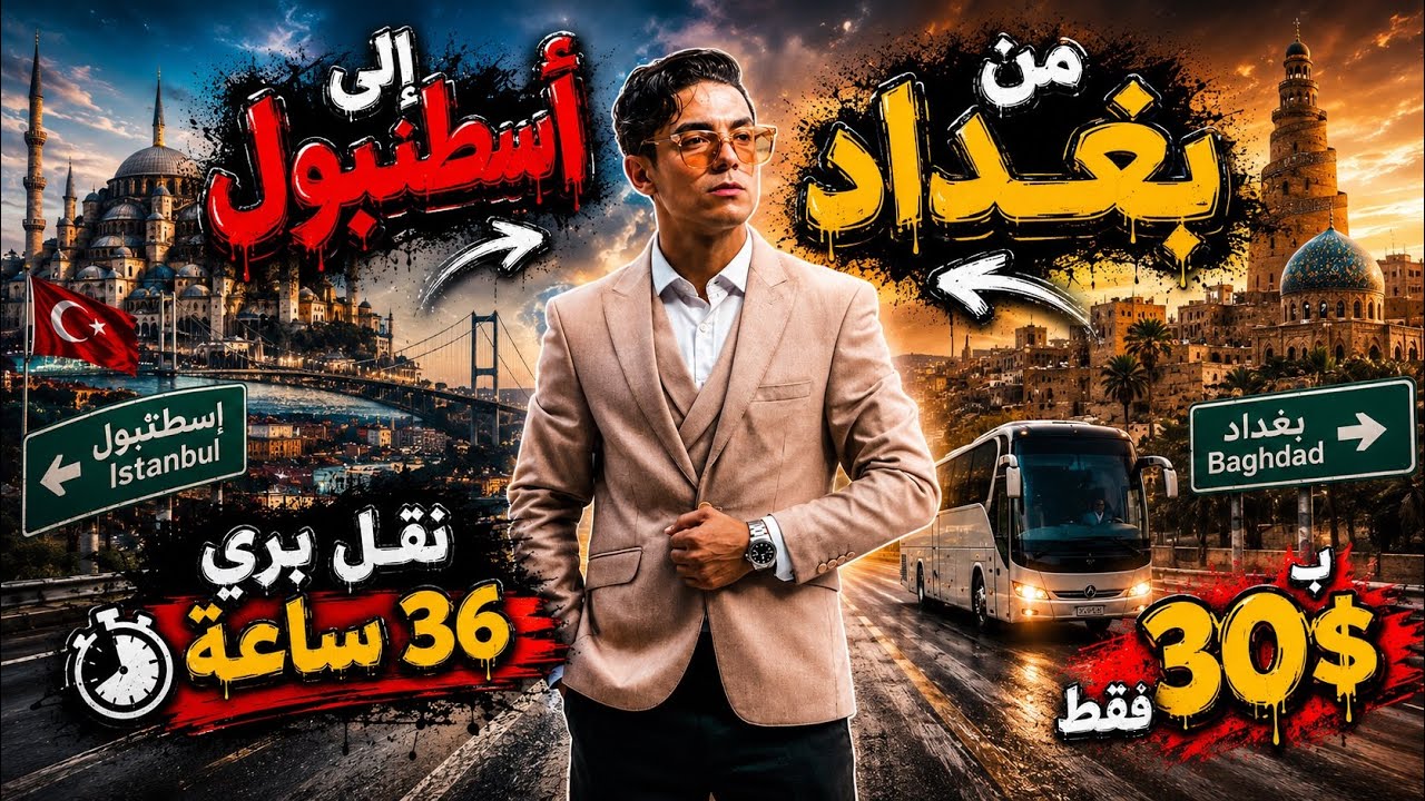 - طريق بري 34 ساعة من بغداد إلى أسطنبول و بـ50 ألف دينار عراقي فقط ‼️✨ .