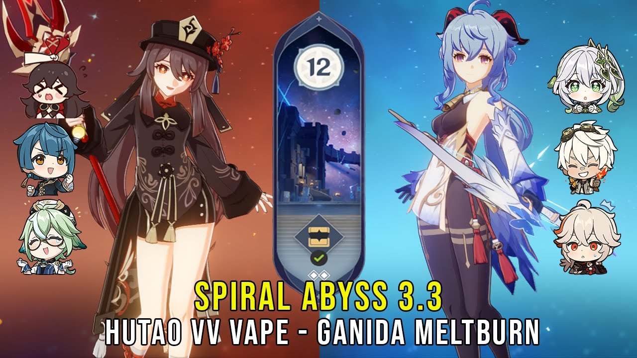 C1 Hutao VV Vape and C0 Ganyu Nahida Melt Burn - Genshin Impact Abyss 3.3 - Floor 12 9 Stars