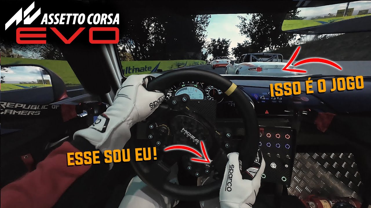 Primeira CORRIDA no meu SIMULADOR ULTRA REALISTA! | ASSETTO CORSA EVO