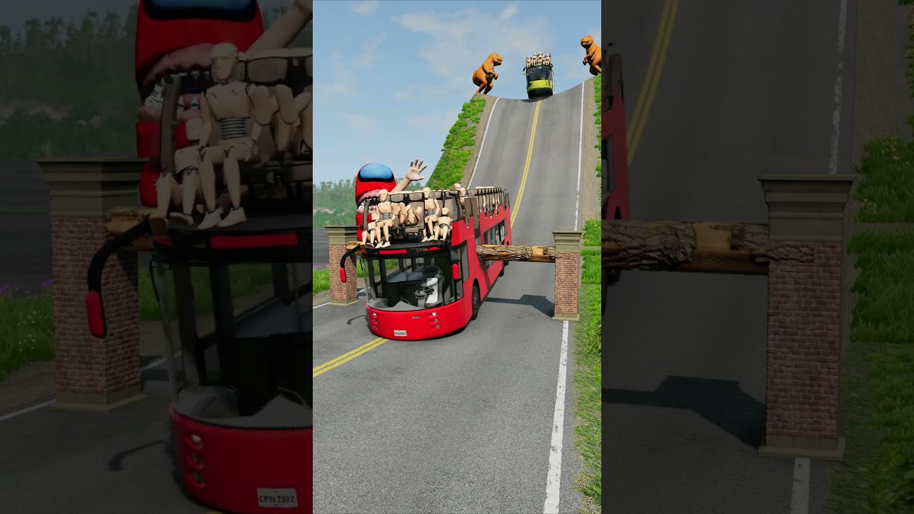 Colourful Capsule Buses vs Logs Trap - BeamNG.Drive #shorts #beamngdrive #bus