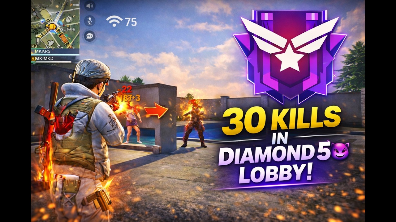 30 KILLS in Diamond 5 Lobby 😈 | Rush Gameplay #gaming #freefire