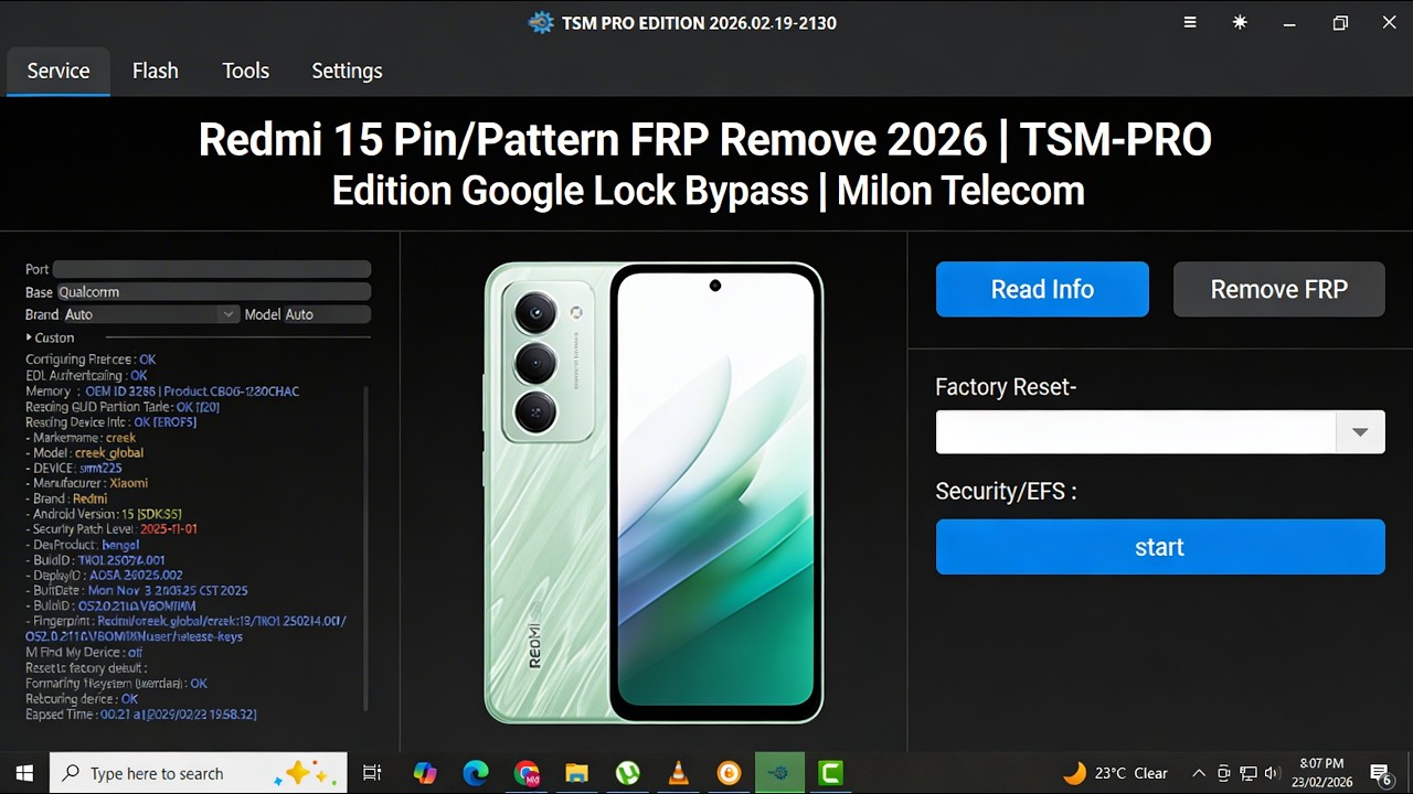 Redmi 15 Pin/Pattern FRP Remove 2026 | TSM-PRO Edition Google Lock Bypass | Milon Telecom