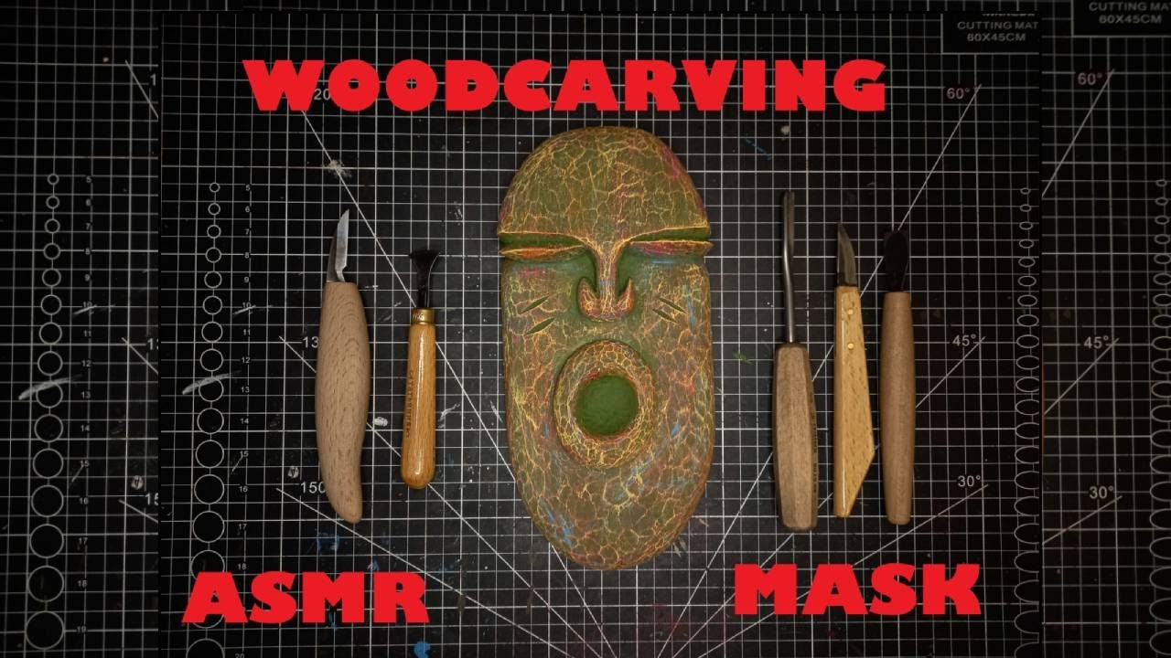 ASMR Wood Carving: wooden mask | Satisfying paning and scraping sounds for relaxation and sleep