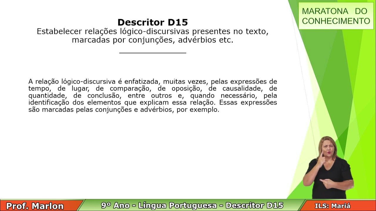 9º Ano - D15 - Língua Portuguesa - Maratona do Conhecimento