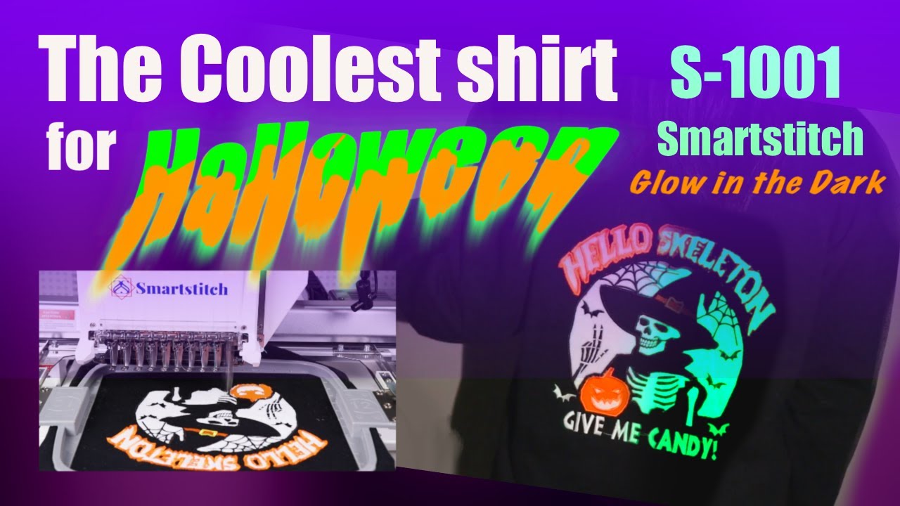 Smartstitch Embroidery Machine S1001-Halloween Bash! Glow-in-the-dark skeleton!