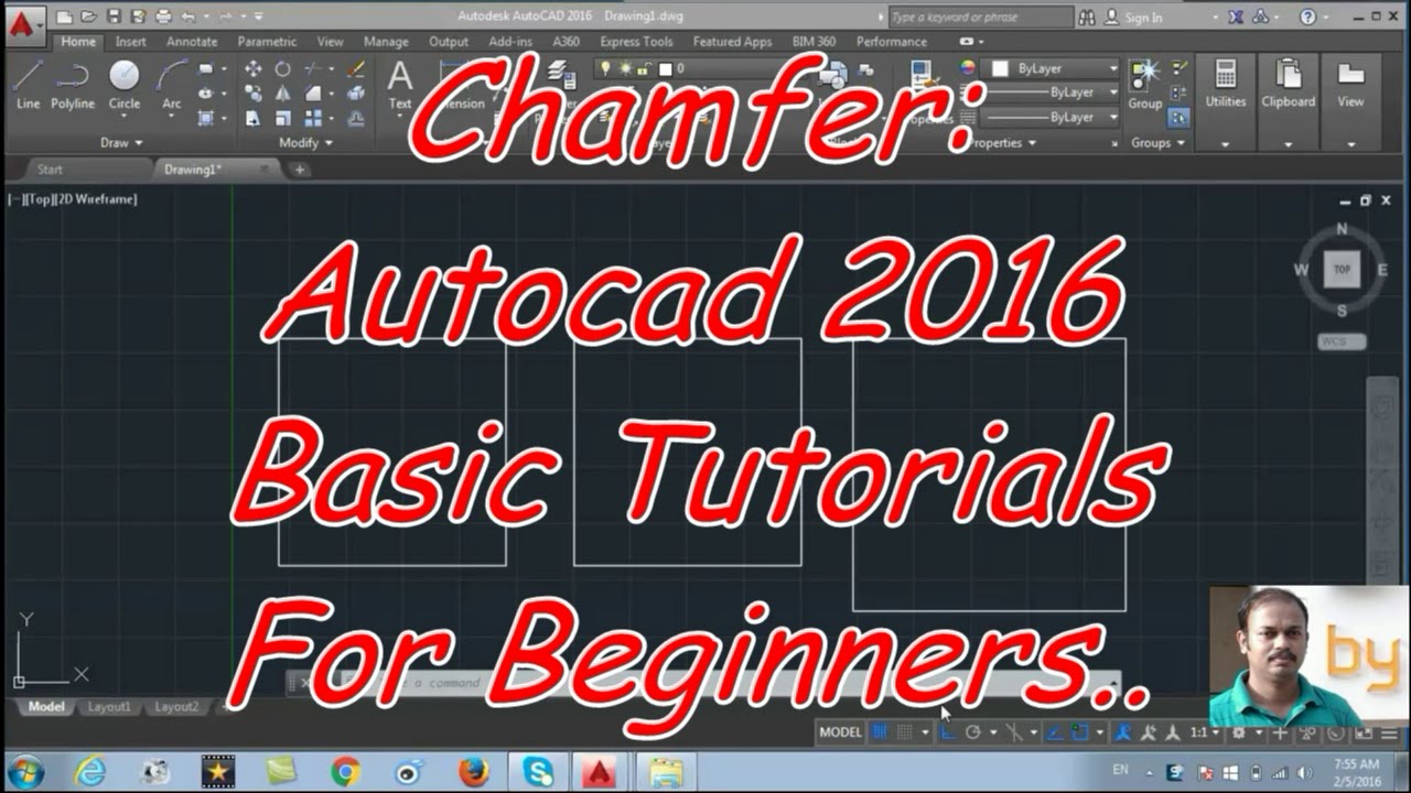 Chamfer: Autocad 2016 cad software - online autocad classes Part 18-30