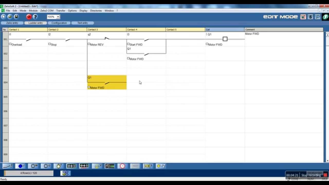 Zelio logic video turorial #13. Ladder #2. DOL motor starter fwd and rev example #2