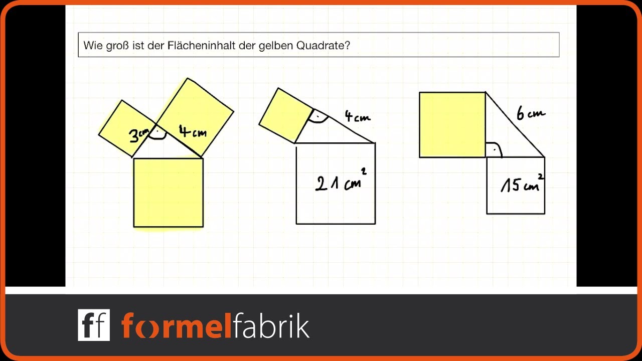 Pythagoras: Berechne den Flächeninhalt der Quadrate