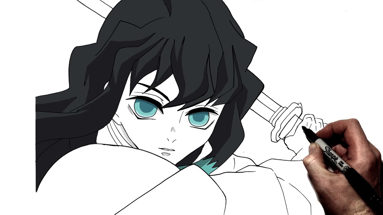 How to Draw Muichiro (Close Up) | Step By Step | Demon Slayer