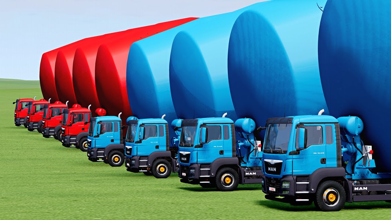Destroy with Colors TNT MAN TRUCKS & HUGE CEMENT MIXER TRUCKS & SONIC TRUCKS – BeamNG.Drive