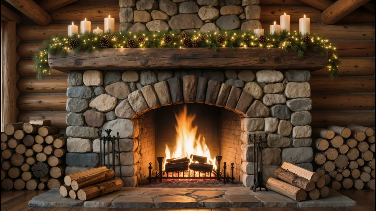 Cozy Cabin Fireplace 🔥 Crackling Fire Sounds for Sleep