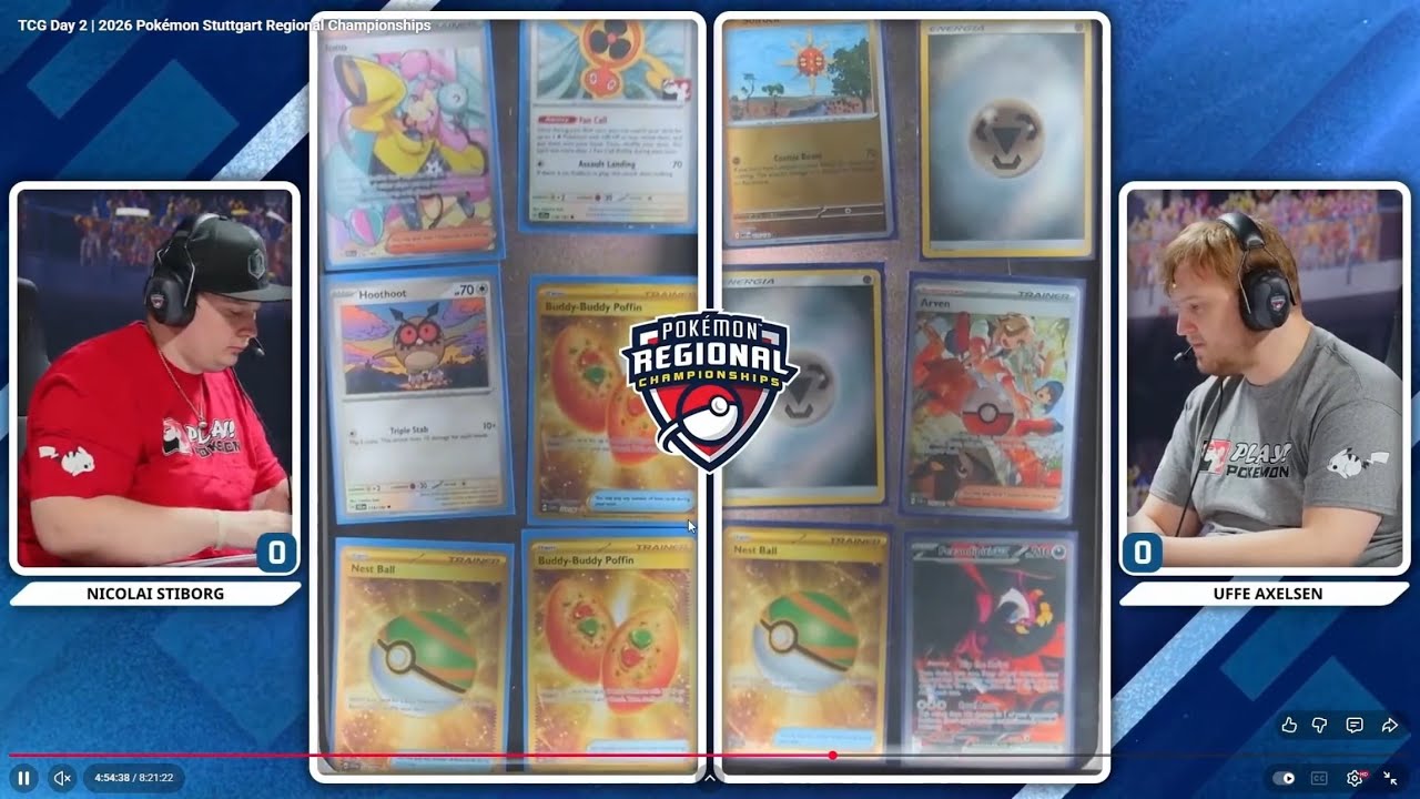 Региональный турнир Pok&eacute;mon TCG 2026 в Штутгарте, Топ-4А. Чаризард, Ноктоул против Голденго, Луна...