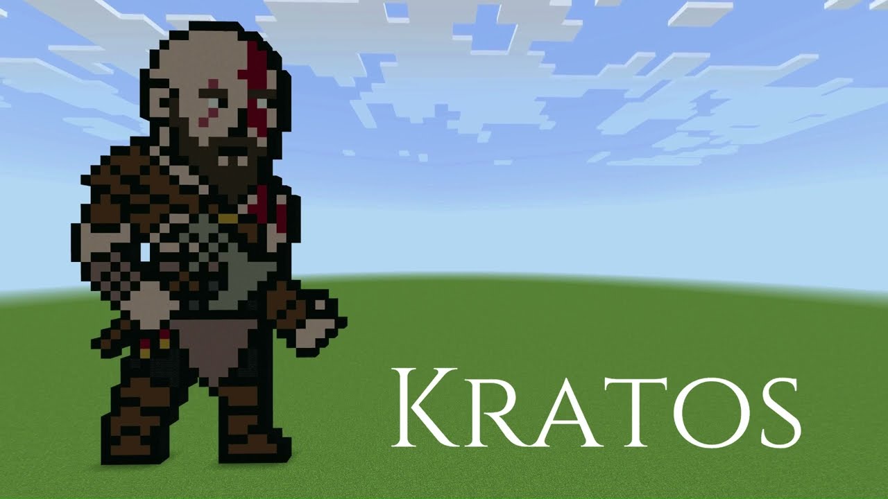 Minecraft: Pixel Art Tutorial and Showcase: Kratos (God of War Ragnarok)