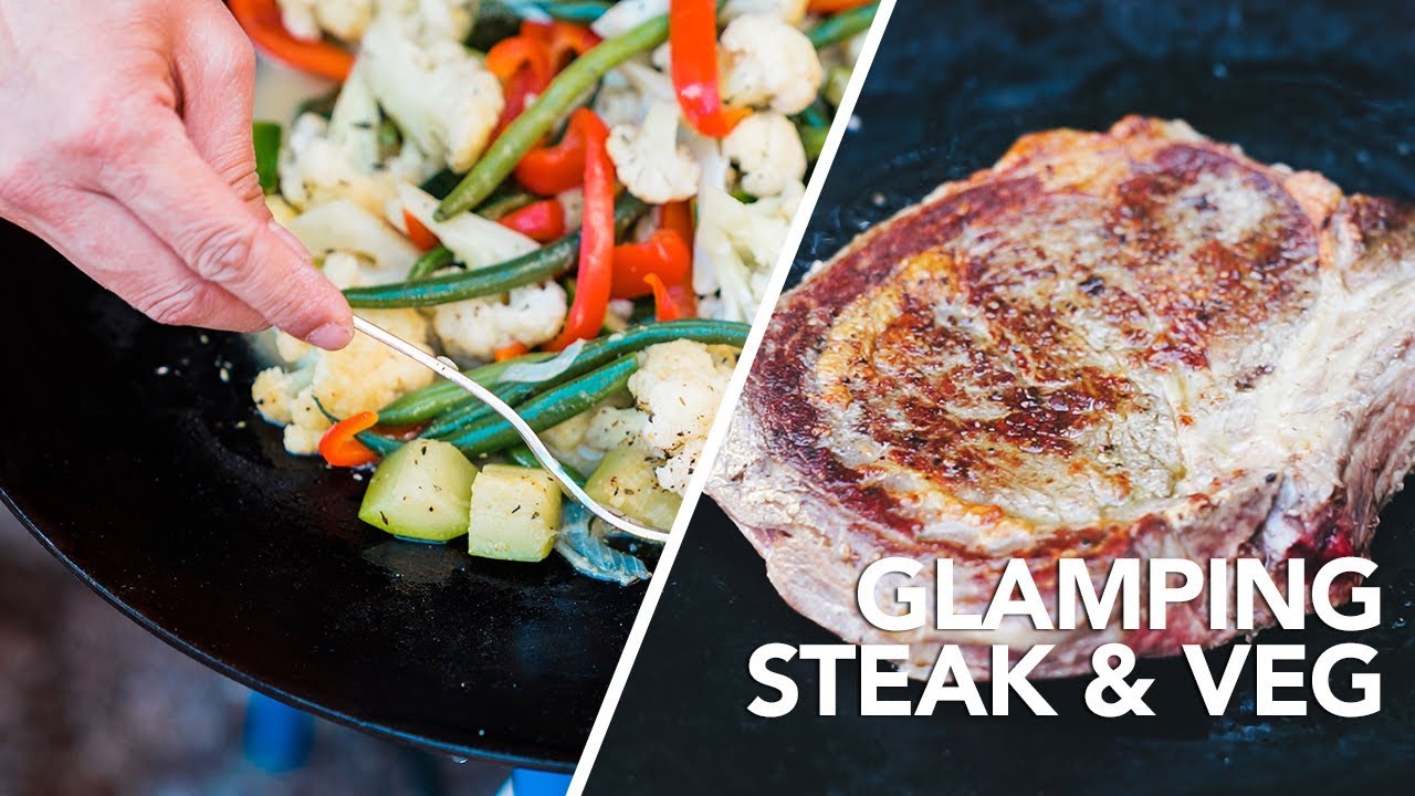 Glamping STEAK and VEGETABLES on the Skottle