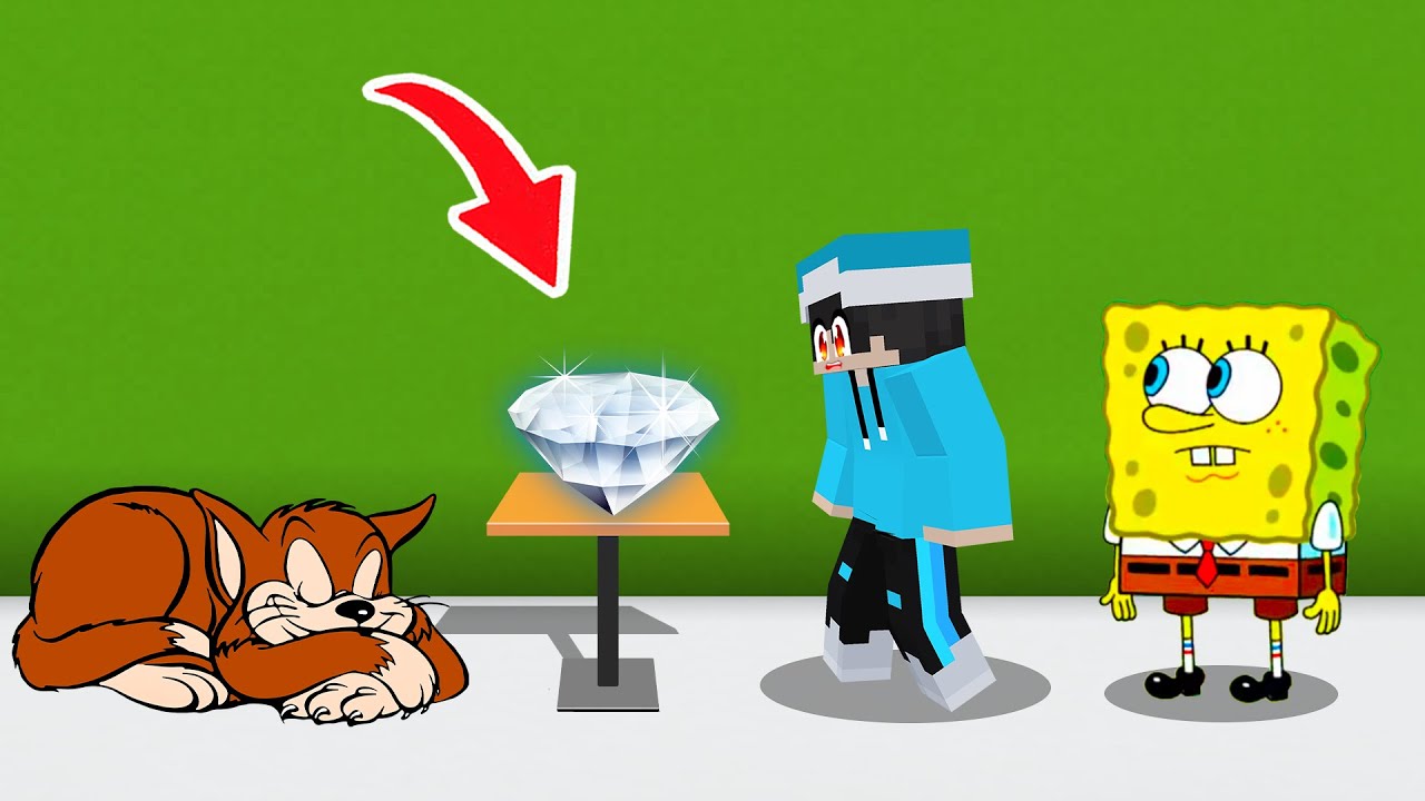 ماين كرافت لكن انا وسبونج بوب وميكي ماوس سرقنا كنز القطة الغاضبة !!؟ 🔥😱