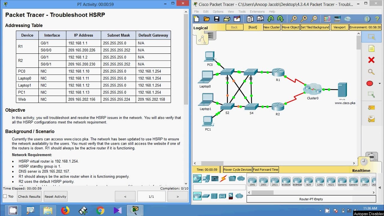 4.3.4.4 Packet Tracer - Troubleshoot HSRP
