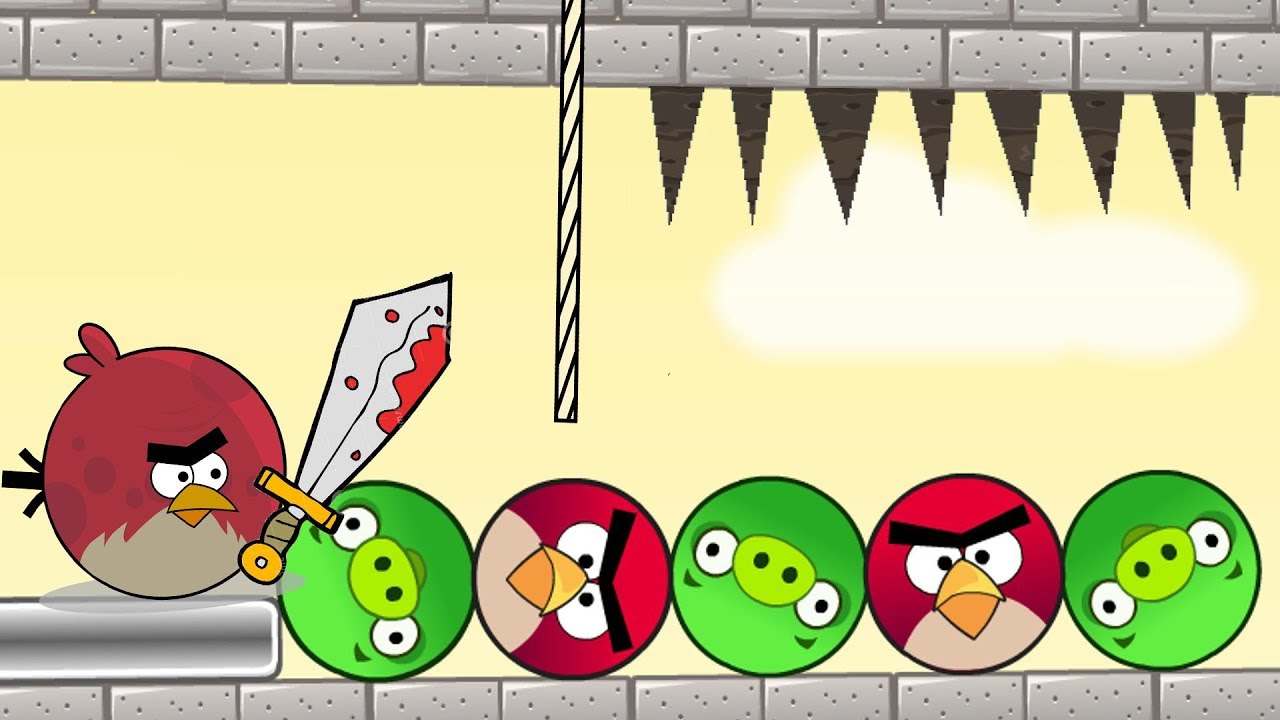 Angry Birds Pigs Out - THE TERENCE RESCUE BIRDS FROM PIGGIES BY CUTTING ROPE!