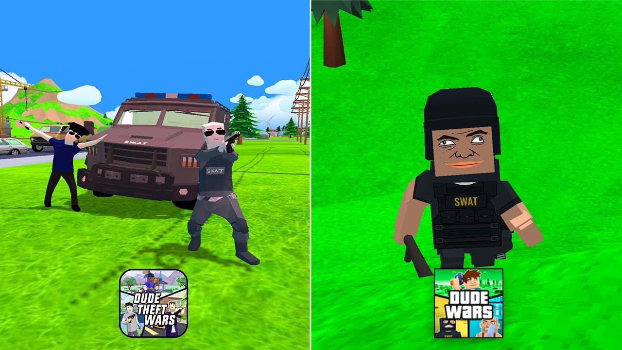 Police in Dude Wars Vs Police in Dude Theft Wars !!! 🤔🤔🤔