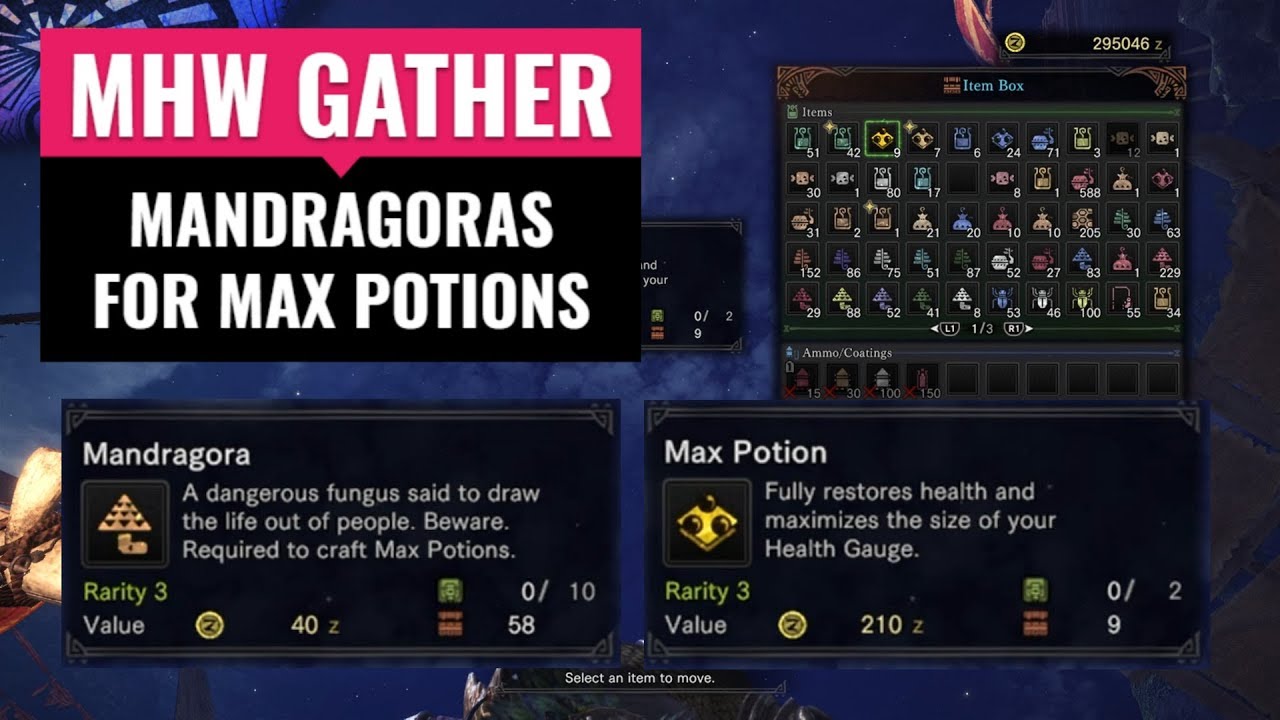 Monster Hunter World | Gather | Mandragora for Max Potions