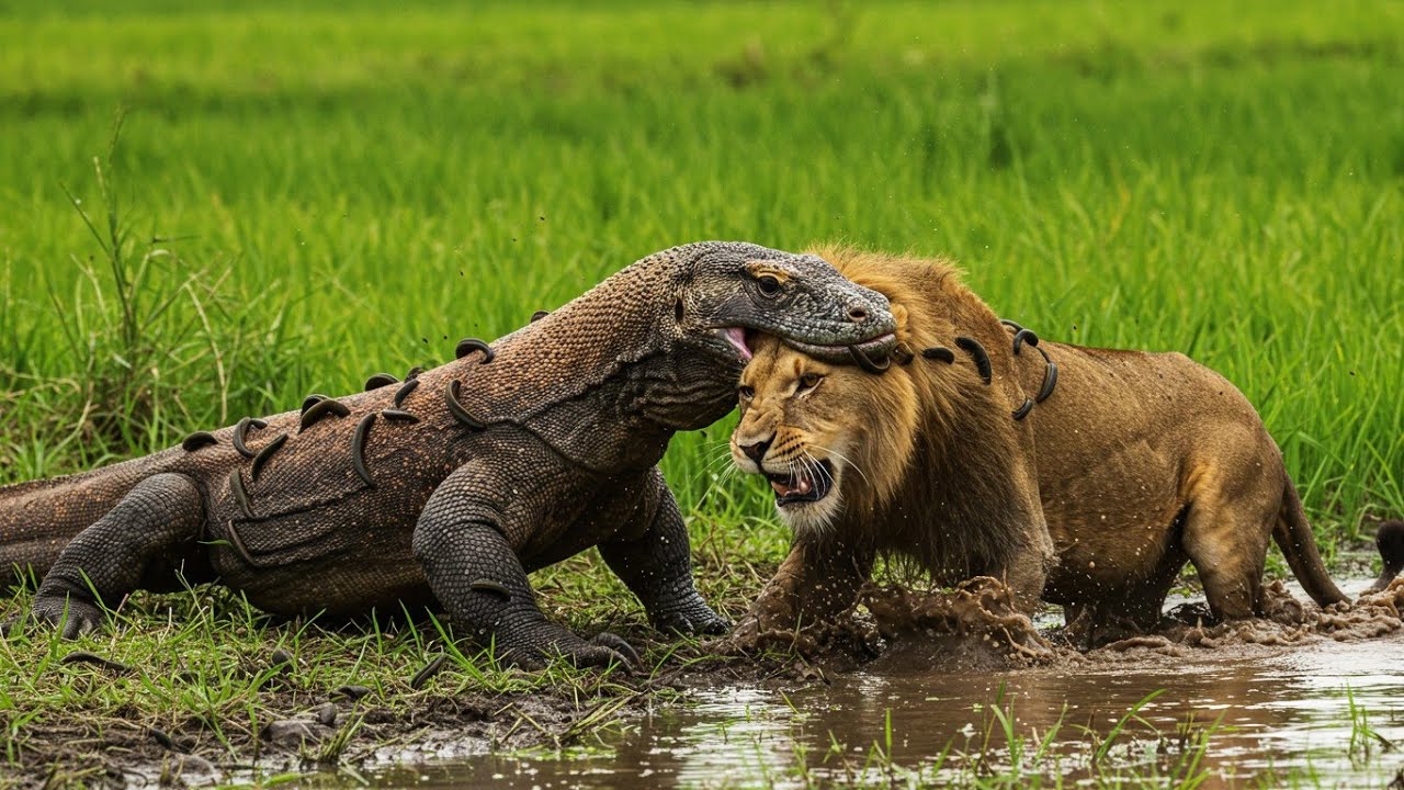 Komodo VS Lion Jungle Battle between to King of animals