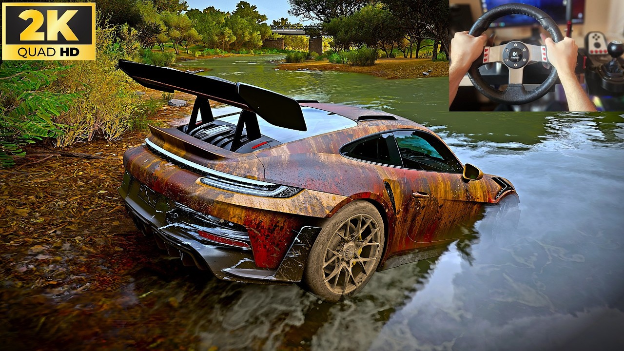 Rebuilding Porsche 911 GT3 RS - Forza Horizon 5 Steering Wheel Gameplay