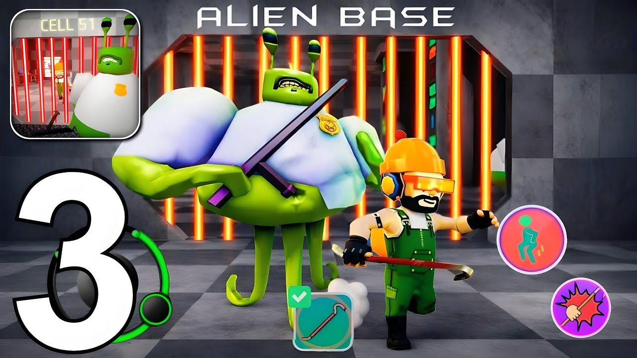 Escape Barry Alien Base - Full Gameplay Walkthrough Part 3 - Alien Prison Escape (Android, iOS)