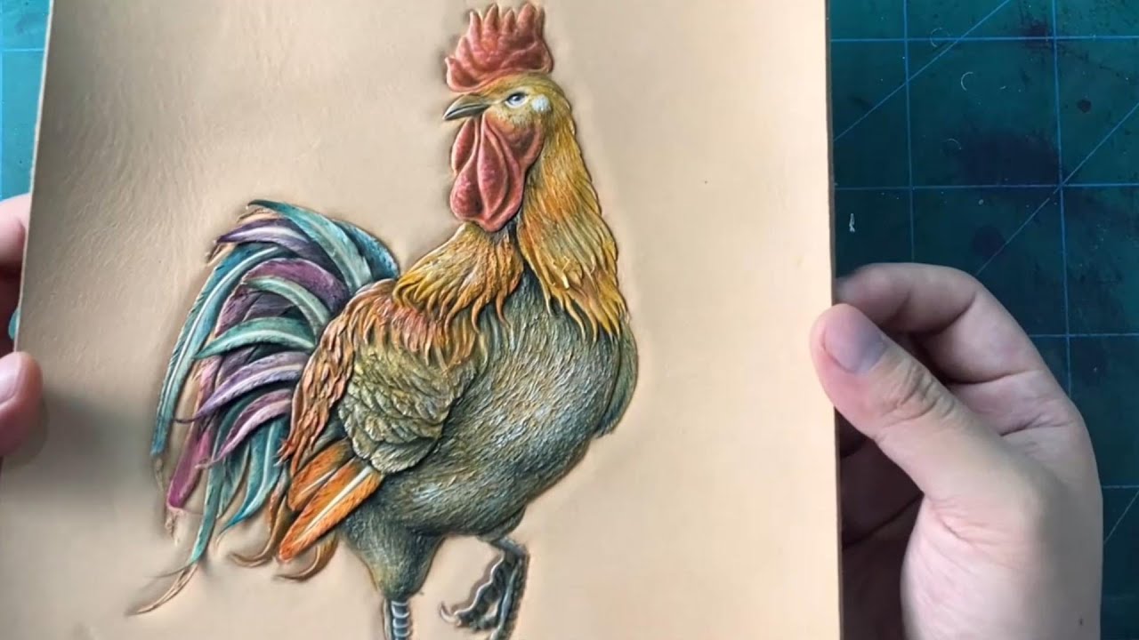 Leather Carving Art - Rooster