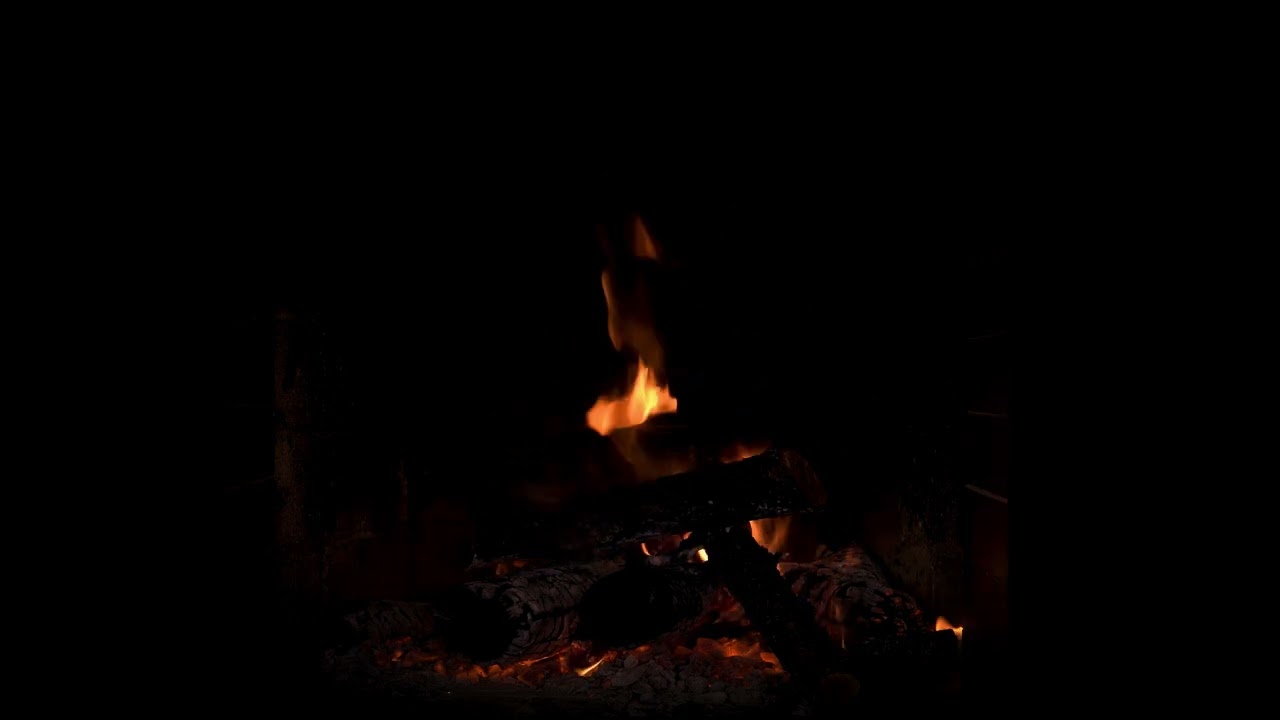Night Fireplace with Crackling Fire Sounds 🔥Cozy Fireplace 4K. Dark Fireplace Noises Black Screen