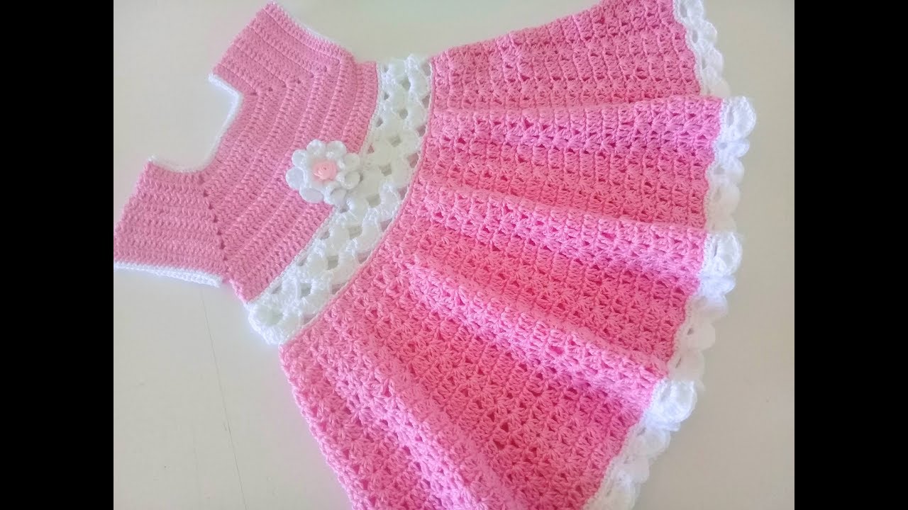 VESTIDO ROSA A CROCHET - PASO A PASO - 0 A 3 MESES - #quedateencasa