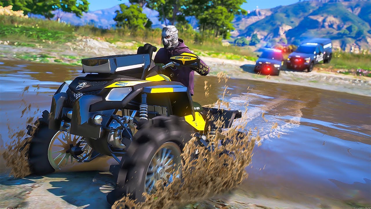 Monster Lifted Quad Bikes Embarrasses Cops in GTA 5 RP