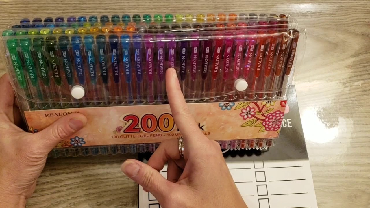 Reaeon 200 Glitter Gel Pens Swatching Review