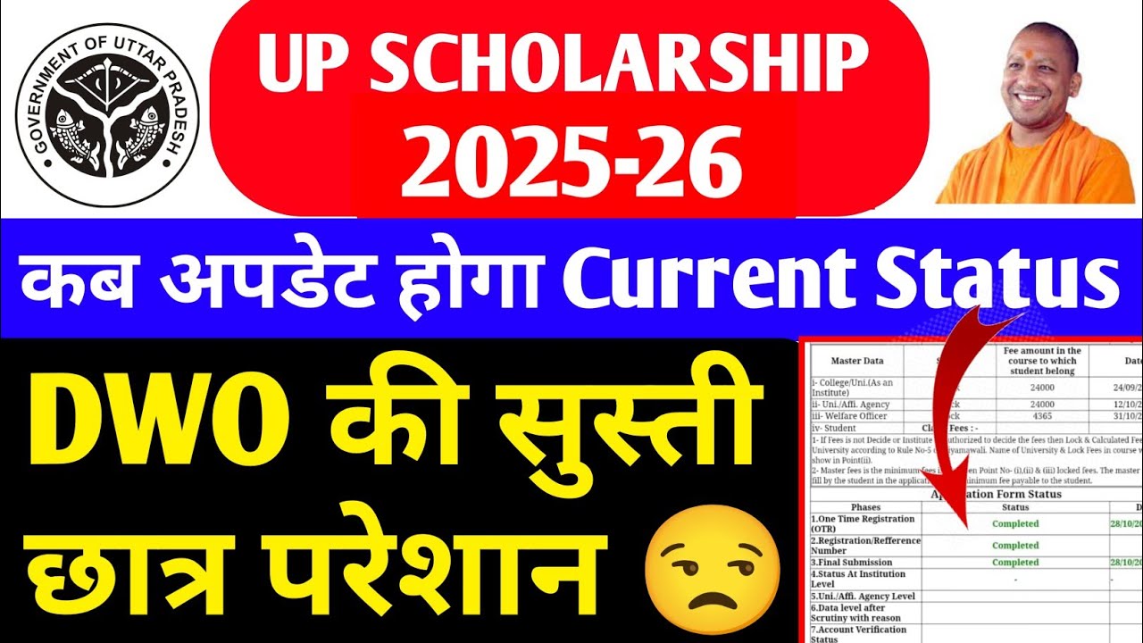 Up Scholarship Status 2025-26 / up scholarship latest news today / up scholarship Status Update news