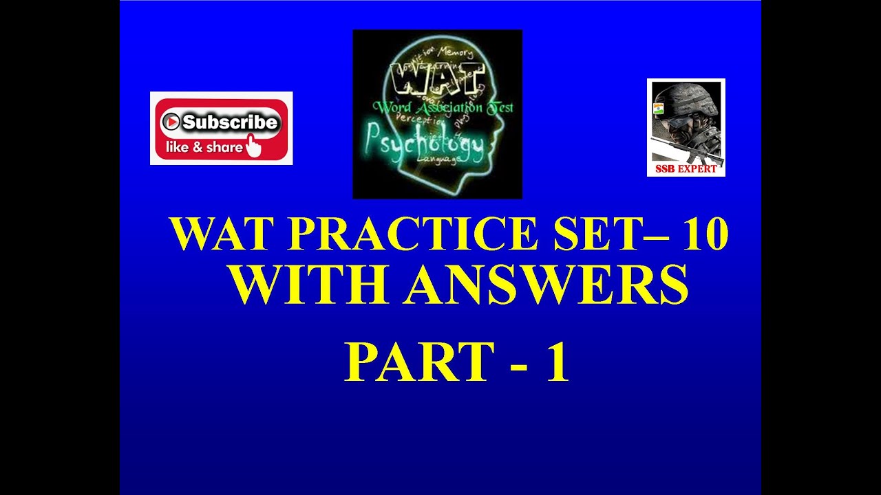 WAT PRACTICE SET - 10 (With Answers) II NEW WORD ASSOCIATION TEST 2020 II SSB INTERVIEW PRACTICE