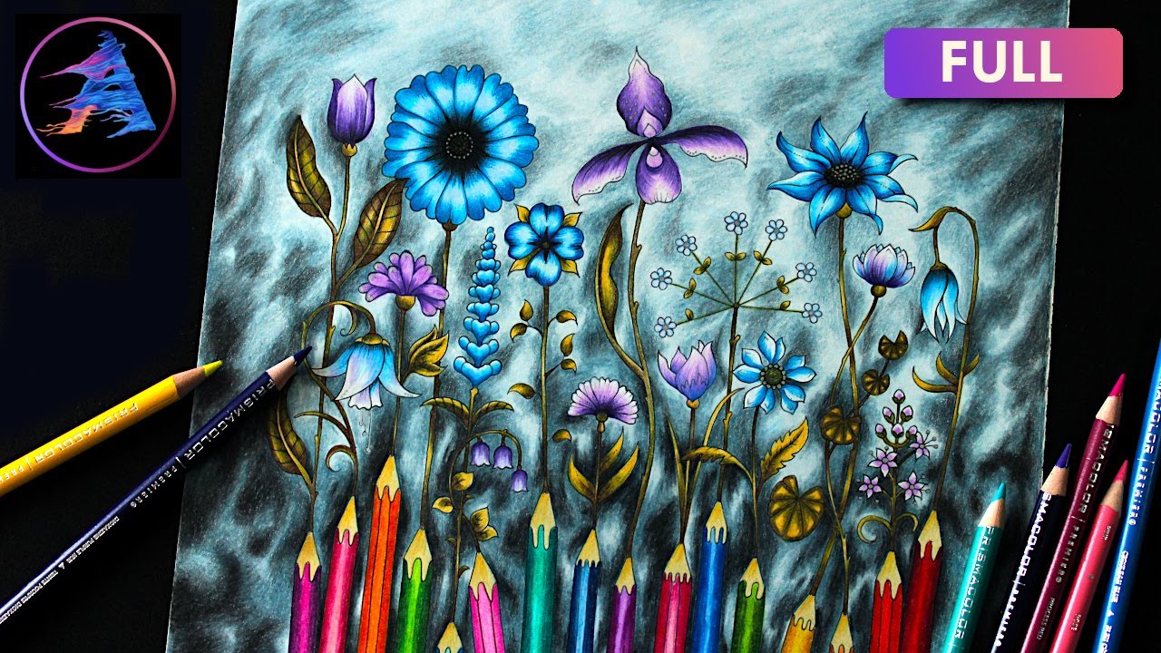 How to color cloudy grey background | WORLD OF FLOWERS by Johanna Basford | With Prismacolor pencils