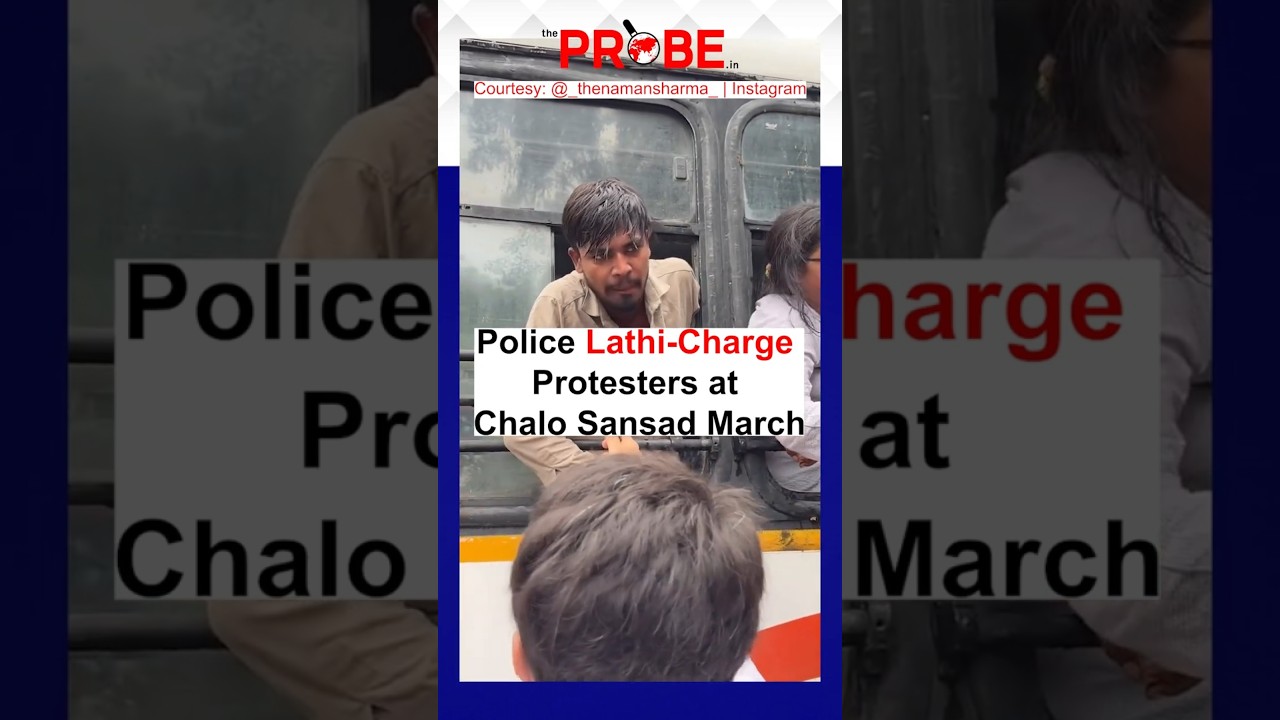 Police Lathi-Charge Protesters at Chalo Sansad March #Shorts