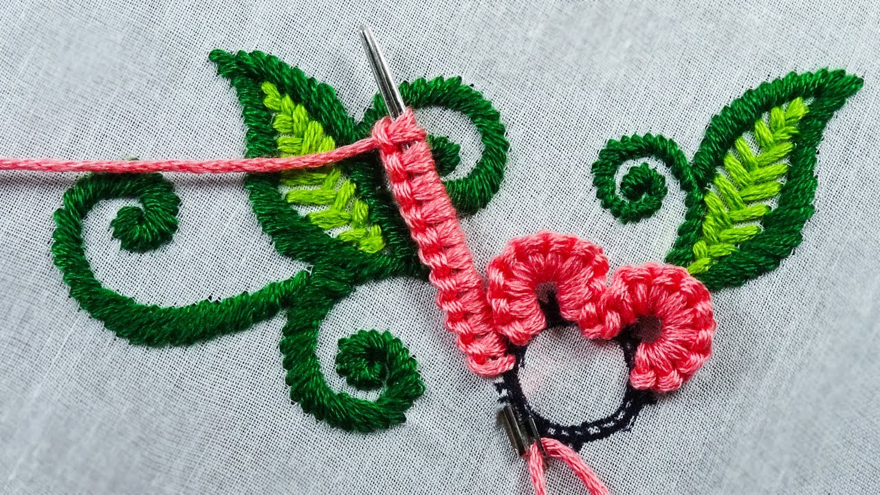 Hand embroidery very beautiful needle art amazing colorful design for beginners