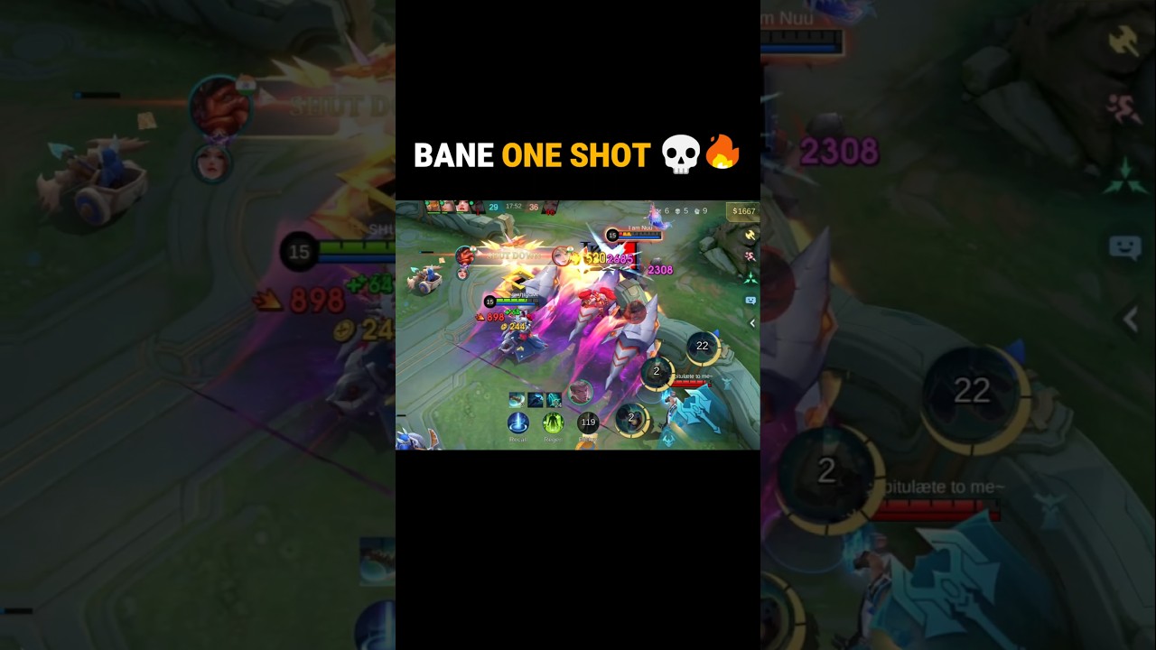 Bane One Shot 💀🔥 #mobalegends5v5 #moba5v5english #moba5v5pippin #shorts #reels #trending