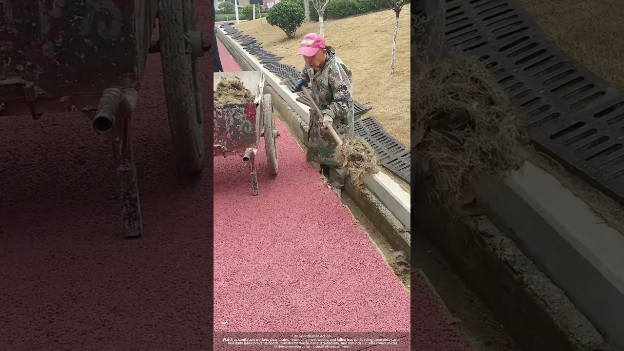 Sanitation Worker Clearing Drains : Mud, Leaves & Community Care in Action 💪🌧️