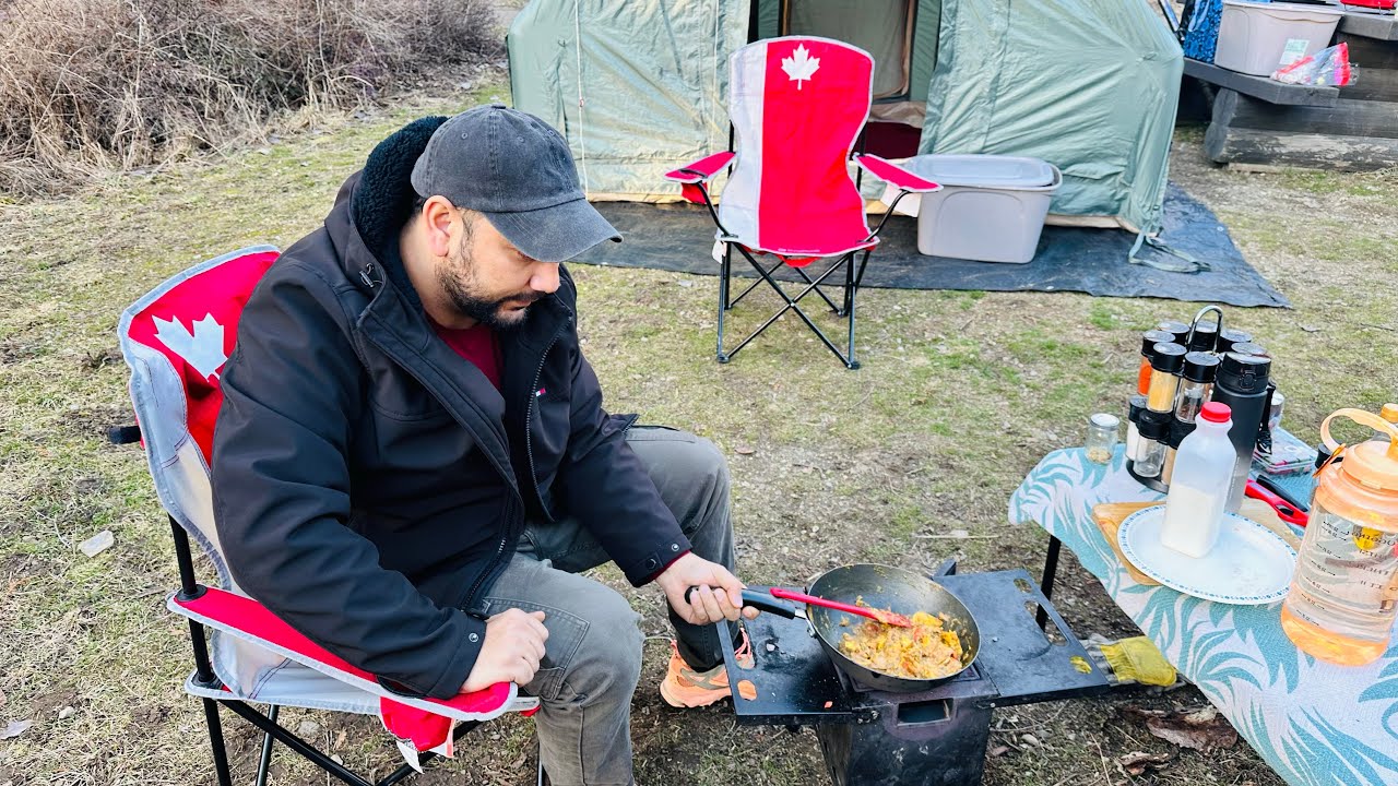 New camping experience in burned forest . आज हमने बनाई paneer ki sabzi . 